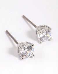 Rhodium Cubic Zirconia Stud Earrings - link has visual effect only