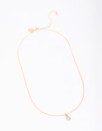 Gold Round Cubic Zirconia Necklace - link has visual effect only