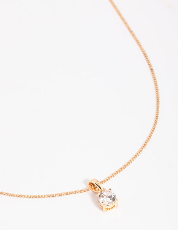 Gold Round Cubic Zirconia Necklace