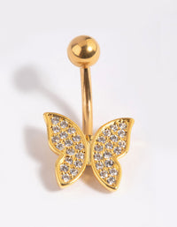 Gold Plated Titanium Butterfly Belly Bar - link has visual effect only