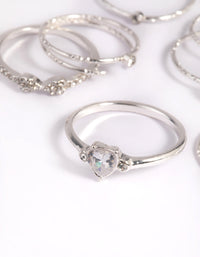 Silver Dainty Diamante & Pearl Ring Pack - link has visual effect only