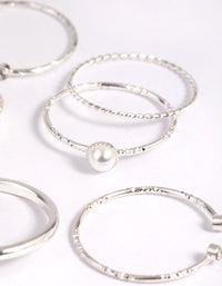 Silver Dainty Diamante & Pearl Ring Pack - link has visual effect only