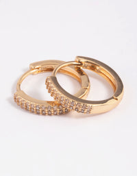 Gold Plated Cubic Zirconia Small Huggie Hoop Earrings - link has visual effect only