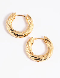 Gold Plated Twisted Huggie Hoop Earrings - link has visual effect only