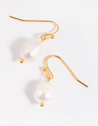 Gold Plated Brass Pearl Drop Earrings - link has visual effect only