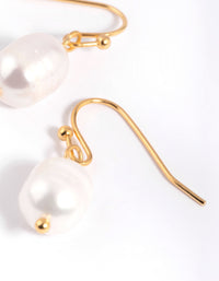 Gold Plated Brass Pearl Drop Earrings - link has visual effect only