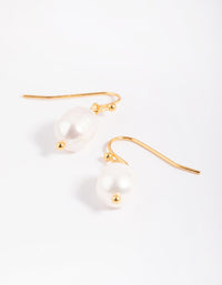 Gold Plated Brass Pearl Drop Earrings - link has visual effect only