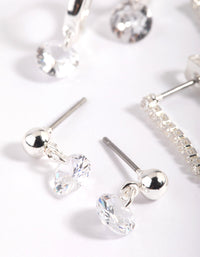 Silver Plated Brass  Cubic Zirconia Earring Stack 6-Pack - link has visual effect only