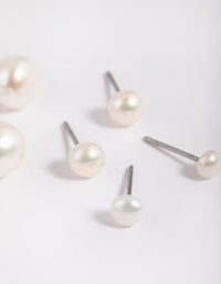 Gold Plated Ascending Pearl Earring Stack Pack - link has visual effect only