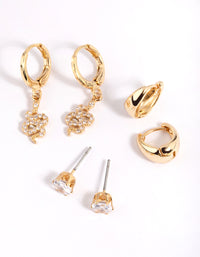 Gold Plated Cubic Zirconia Snake Earring Stack 6-Pack - link has visual effect only