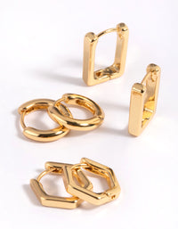 Gold Plated Brass Hexagon Earring Stack 6-Pack - link has visual effect only