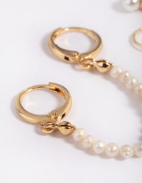 Gold Plated Chain & Pearl Earring Stack 6-Pack - link has visual effect only