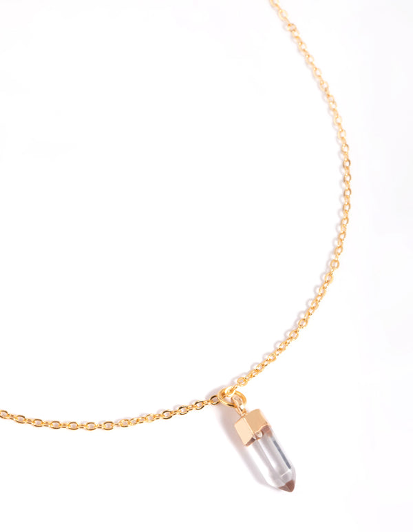 Gold Plated Quartz Shard Pendant Necklace