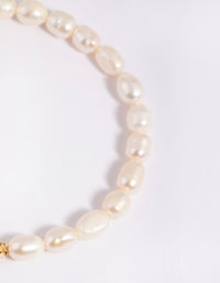 Gold Plated Brass Pearl Fob Bracelet - link has visual effect only