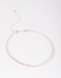 Silver Plated Brass  Cubic Zirconia Anklet - link has visual effect only