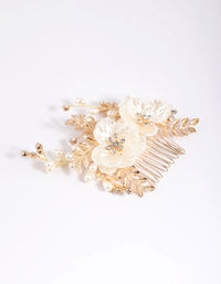 Gold Pearlised Flower Comb - link has visual effect only