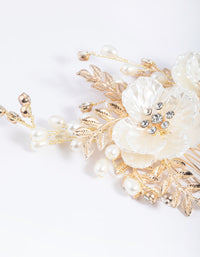 Gold Pearlised Flower Comb - link has visual effect only