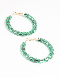 Green Mixed Diamante Hoop Earrings - link has visual effect only