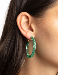 Green Mixed Diamante Hoop Earrings - link has visual effect only