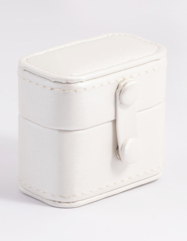 Small Cream Faux Leather Ring Box