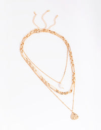 Gold Pearl & Coin Layered Necklace - link has visual effect only