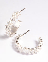 Rhodium Cubic Zirconia Baguette Hoop Earrings - link has visual effect only