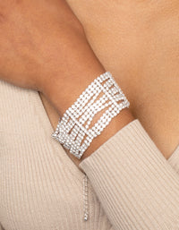 Silver Diamante Detail Wide Bracelet - link has visual effect only