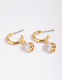 Gold Plated Cubic Zirconia Teardrop Huggie Hoop Earrings - link has visual effect only