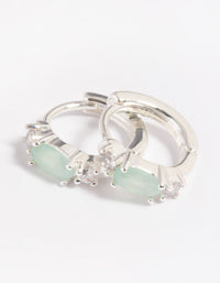 Green Amazonite & Diamante Huggie Hoop Earrings - link has visual effect only