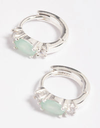 Green Amazonite & Diamante Huggie Hoop Earrings - link has visual effect only