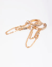 Gold Diamante Drape Chain Huggie Hoop Earrings - link has visual effect only