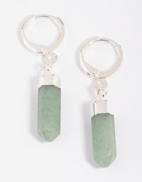 Green Flurite Shard Huggie Hoop Earrings - link has visual effect only