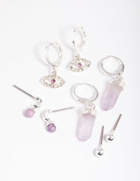 Amethyst Evil Eye Earring Stack Pack - link has visual effect only