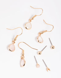 Gold Mixed Semi-Precious Stone Teardrop Earrings - link has visual effect only