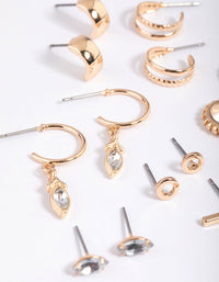 Gold Mixed Stone Stud & Hoop Earring 8-Pack - link has visual effect only