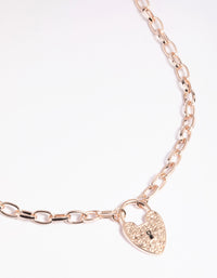 Rose Gold Padlock Heart Chain Necklace - link has visual effect only