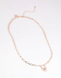 Rose Gold Padlock Heart Chain Necklace - link has visual effect only