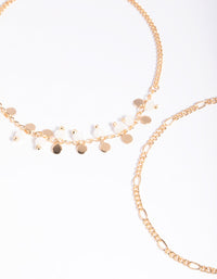 White Chain & Bead Bracelet Set - link has visual effect only