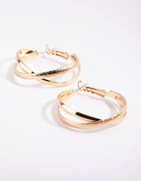 Gold Cross Over Hoop Earrings - link has visual effect only