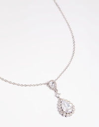 Rhodium Regal Pear Pendant Necklace - link has visual effect only