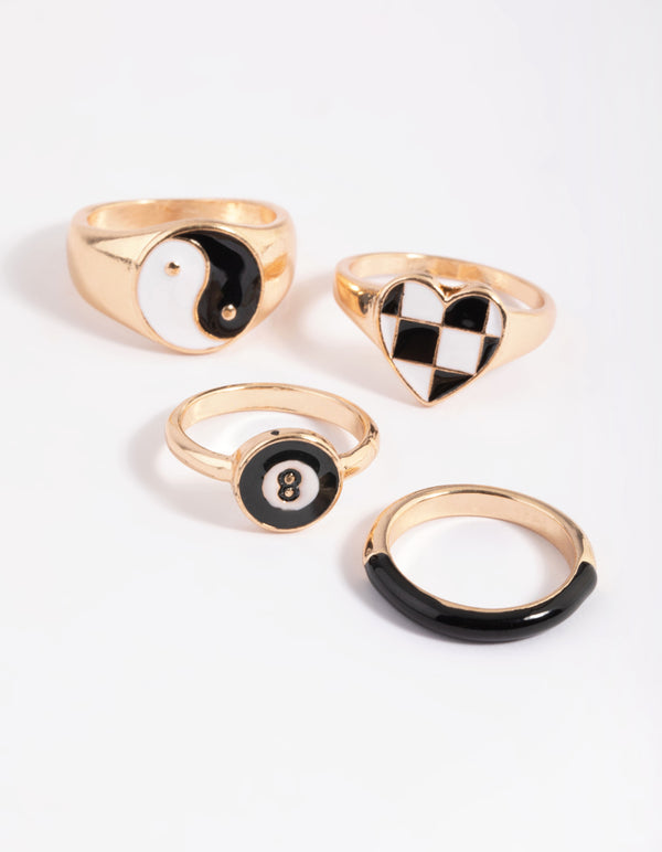 90s Yin Yang Ring Stack Pack