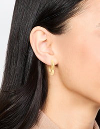 Waterproof Gold Plated Stainless Steel Medium Chunky Hoop Earrings - link has visual effect only