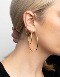 Gold Plated Stainless Steel Thin Hoop Earring Pack - link has visual effect only