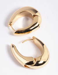 Gold Plated Chunky Oval Huggie Hoop Earrings - link has visual effect only