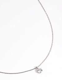 Waterproof Stainless Steel Cubic Zirconia Solitaire Necklace - link has visual effect only