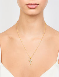 Waterproof Gold Plated Stainless Steel Cubic Zirconia Cross Necklace - link has visual effect only