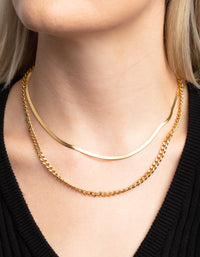 Gold Plated Stainless Steel Chain Layered Necklace - link has visual effect only