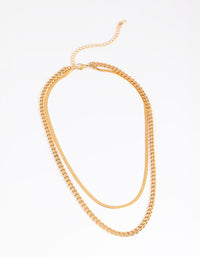 Gold Plated Stainless Steel Chain Layered Necklace - link has visual effect only