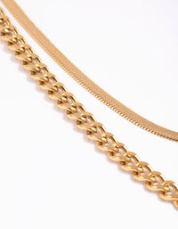 Gold Plated Stainless Steel Chain Layered Necklace - link has visual effect only