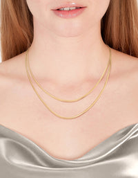 Gold Plated Stainless Steel Fine Chain Layered Necklace - link has visual effect only